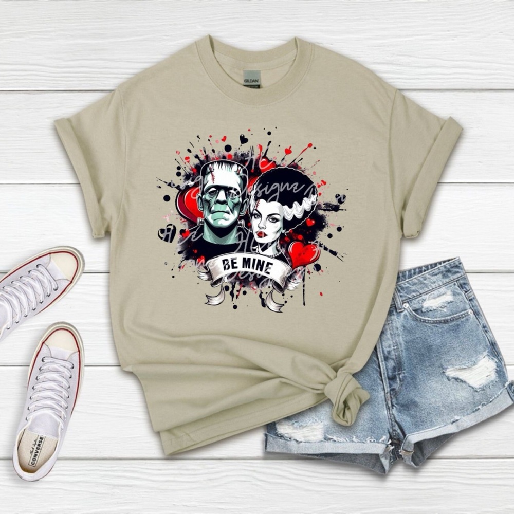 Frankenstein and bride valentine shirt